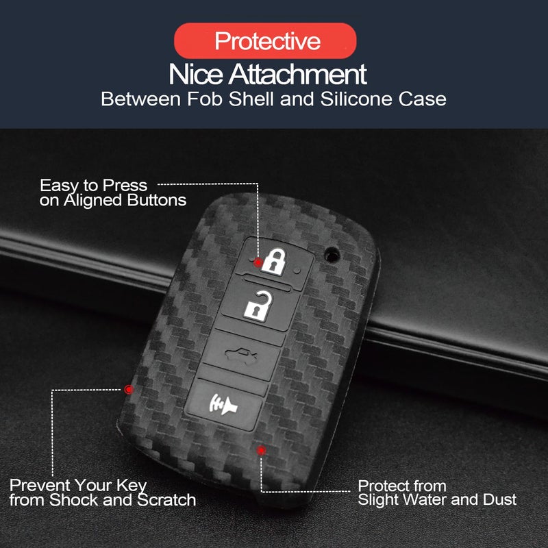 INFIPAR 2pcs Compatible with Toyota RAV4 4Runner Tacoma C-HR Sequoia Tundra Prius C V Land Cruiser Highlander Camry Avalon Corolla Prius Prime Carbon Fiber Looks Key Fob Cover Case Key Chain Holder - Image 4